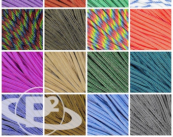 Colorful Striped Paracord – 550, Type III, 7 Strand Core – Paracord Arts & Crafts – Outdoor Projects – USA Made – Various Lengths and Colors