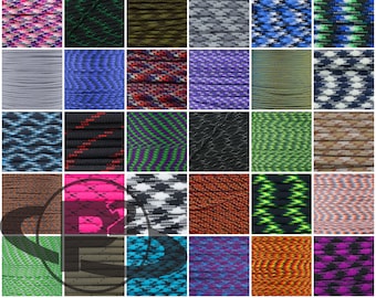550 Paracord Multi-Colored Cord – 10, 25, 50, and 100 Foot Hanks – Made in the USA – Craft & Outdoor Supplies - Large Selection of Colors