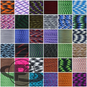 550 Paracord Multi-Colored Cord – 10, 25, 50, and 100 Foot Hanks – Made in the USA – Craft & Outdoor Supplies - Large Selection of Colors