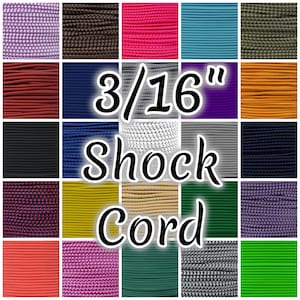 3/16” Shock Cord – Round Elastic Cord – Various Colors & Lengths – Skinny Elastic - Stretchy Bungee Cord – Craft Projects Indoor/Outdoor