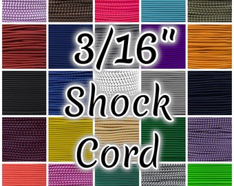 3/16” Shock Cord – Round Elastic Cord – Various Colors & Lengths – Skinny Elastic - Stretchy Bungee Cord – Craft Projects Indoor/Outdoor