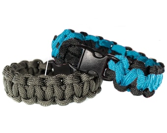 Custom Paracord Bracelets – Cobra Weave Two Colors – 550 Colorful Cord – Handmade Jewelry – Woven Personalized Bracelet - Survival Accessory
