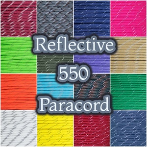 550 Reflective Paracord – 10, 25, 50, and 100-Foot Lengths – Multiple Colors – DIY Paracord Crafts, Bracelets, Outdoor Activities