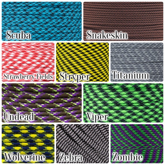 PARACORD PLANET 10 20 25 50 100 Foot Hanks And 250 1000 Foot Spools Of Parachute 550 Cord Type III 7 Strand Paracord (Black & Blue 25 Feet