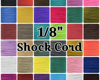 1/8” Shock Cord – 3mm Colored Elastic Cord – Various Lengths – Heavy Stretching – Round and Smooth Bungee Cord – DIY Crafts & Sewing