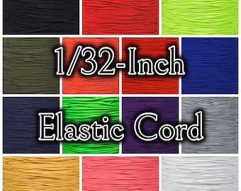 1/32” Soft Elastic Cord – Multiple Colors – 10, 25, 50, and 100 FT Lengths – Sewing Elastic, DIY Cord, Arts & Crafts - Heavy Knit Sewing