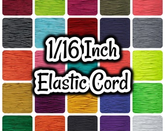 Flerfärgad 1/16” elastisk snodd – 10, 25, 50 och 100 FT längder – DIY-snodd, sömnad, handarbete – Rund stretch – Elastisk snodd