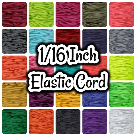 Multicolored 1/16” Elastic Cord – 10, 25, 50, and 100 FT Lengths – DIY Crafting Cord, Sewing, Needlework – Round Stretch - Bungee Cord