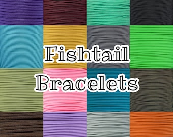 Single Solid Color Fishtail Bracelets – 550 Paracord Bracelets – USA Made – Multiple Colors & Sizes – Custom Cord Bracelet – Survival