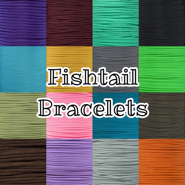 Single Solid Color Fishtail Bracelets – 550 Paracord Bracelets – USA Made – Multiple Colors & Sizes – Custom Cord Bracelet – Survival