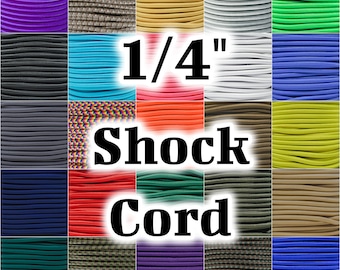 1/4” Shock Cord – Soft Bungee Craft Cord – Indoor & Outdoor projects – Round Elastic Cord – Multiple Colors and Lengths to Choose From