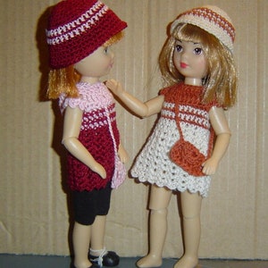 Mini 7 1/2 inch Madame Alexander,Precious Picots,Original 3Pc Crochet Set,Dress,Hat,Purse,Mini Doll Clothing by CarussDesignZ