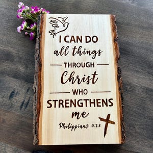 Personalized Bible Verse Wood Sign: Custom Wood Burned Scripture Wall Art, Christian Wedding, Baptism Gift