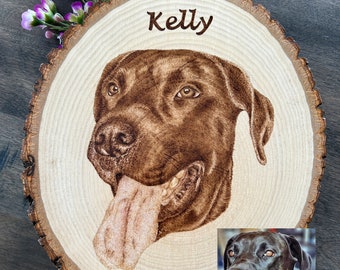 Custom Pet Portrait Wood Burn, Pet Memorial Gift, Wood Pet Portrait, Cats Dogs Portrait from Photo, Dog Mom Gift, New Pet Owner, Pyrography