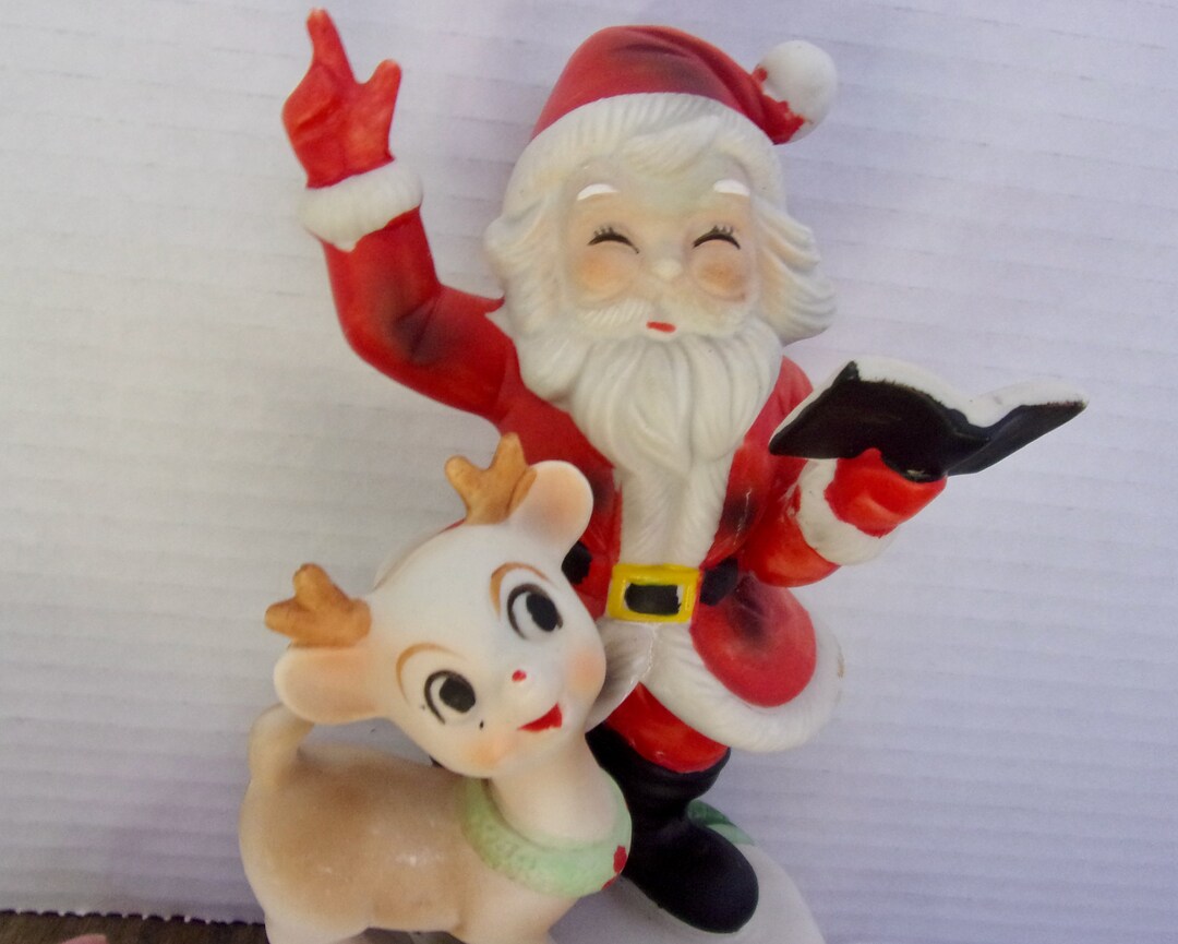 Vintage Santa & Rudolph Music Box Etsy