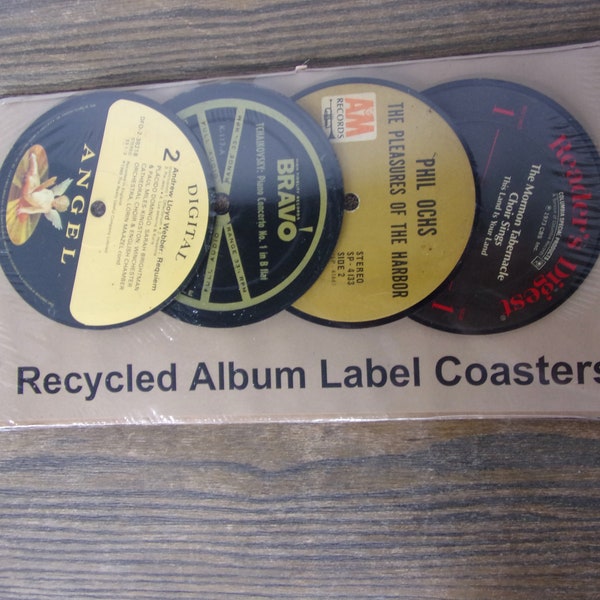 Recycled Record Label Coasters set of 4