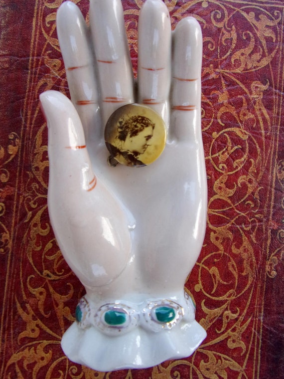 Antique Portrait Mourning Button - image 1