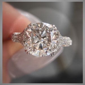 3.50 Ct Cushion Cut  VS1 E Diamond Solitaire Engagement Ring Platinum  *** By Chelsea Leigh and Company