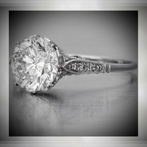 On Sale*** 3.60 Carat Edwardian Antique Style Platinum Diamond Engagement Ring  By Chelsea Leigh & Company