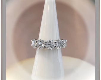 Quick Ship**5.39 Ct  Brilliant Cut Round  5 Diamond Demi Band *Ideal Cut, VVS Clarity, F Color, IGI Certified**By Chelsea Leigh and Company