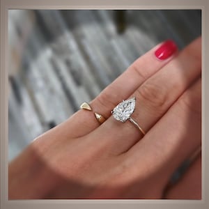 OnSale ***2.12 Ct  VVS2 F Antique Pear/ Brilliant Cut Pear Diamond Solitaire Engagement Ring *** By Chelsea Leigh and Company