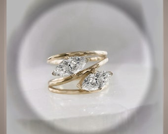 Quick Ship***On SALE***2.25 Ct Double Marquise cut Diamond Helix Engagement Ring VS1  E ***By Chelsea Leigh and Company