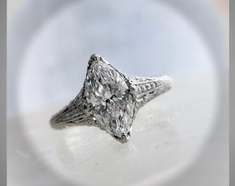 Verlobungsring 1.50 Ct Edwardian Antique Vintage Style Marquise Diamant