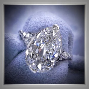 4.50 Ct Pear cut Diamond Edwardian Antique  Vintage Style Engagement Ring Platinum *** By Chelsea Leigh and Company