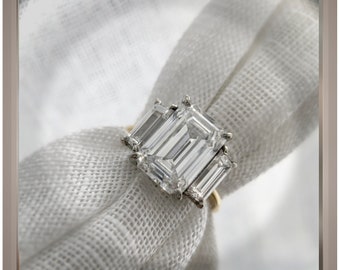 On Sale**6.30 Ct Emerald Cut Diamond Ring W/ Trapezoids VVS2 F IGI Certified  ***  By Chelsea Leigh and Company