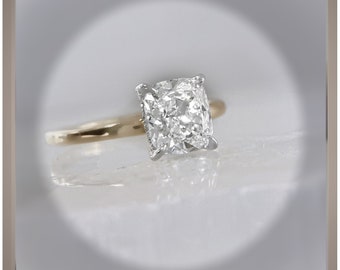 Schneller Versand 1,60 Ct Diamant im Kissenschliff Solitär Verlobungsring VS1 14K