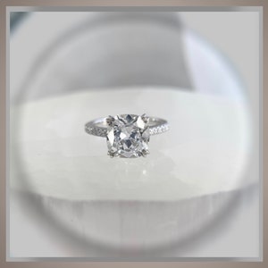 3.55 Ct Antique Cushion / Old Mine Cut Diamond Vintage Style Solitaire Engagement Ring *** By Chelsea Leigh and Company