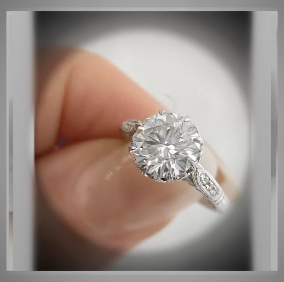 On Sale 2.47 Carat Edwardian Antique Style Platinum Diamond Engagement Ring by Chelsea Leigh and Company Etsy Canada