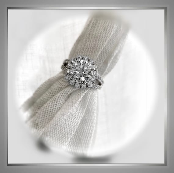 QUICK ship***3.00 Ct Round  Halo with Brilliant Cut Round Diamond Engagement Ring  *** By Chelsea Leigh and Company