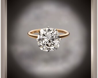 Im SALE 3.15 Ct Kissenschliff Diamant Solitär Kompass Verlobungsring VS1 F 14K & Platin