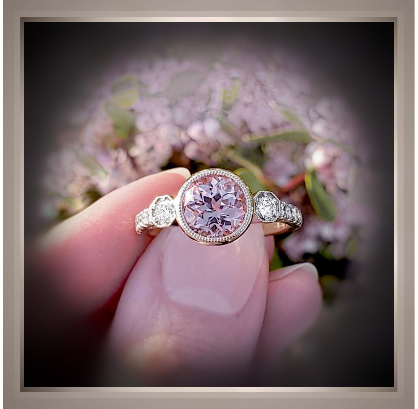 ◇Primaute◇ BELL ROUND RING Round Cut Alternating Diamond and Baguette Engagement Ring