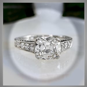 2.50 Ct Edwardian Antique Vintage  Style Old Mine Cut Diamond  Ring Platinum Circa 1920  *** By Chelsea Leigh and Company