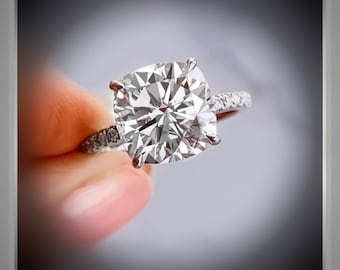 3.50 Ct Diamant im Kissenschliff Solitär Verlobungsring 3.50 Ct IGI-zertifiziert