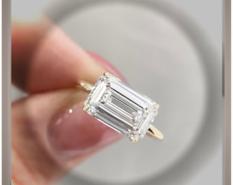 On SALE *** 3.00 Ct Emerald Cut Diamond EAST WEST Solitaire  VS1 *** By Chelsea Leigh and Company