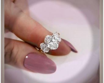 On Sale***3.75 Carat Three Stone Oval Diamond Engagement Ring  *** By Chelsea Leigh and Company