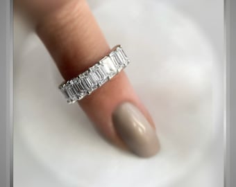 4 Ct  Emerald Cut Diamond Demi Band… Half Eternity Band *** By Chelsea Leigh and Company