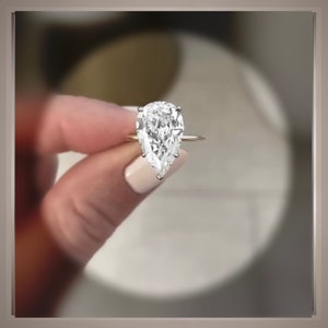 On Sale *** 3.68 Ct  Brilliant Cut Pear Diamond Solitaire Engagement Ring VS1 *** By Chelsea Leigh and Company