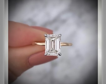 Clearance *** QUICK Ship *** 2.29 Ct Emerald Cut Diamond Solitaire  VVS2  14K  & Platinum  *** By Chelsea Leigh and Company