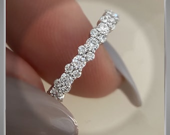 1.75 Ct Cluster Pave  Diamond Eternity Band