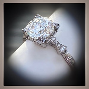 On Sale ***2.55 Carat Edwardian   Antique Style Platinum Diamond Engagement Ring *** By Chelsea Leigh and Company