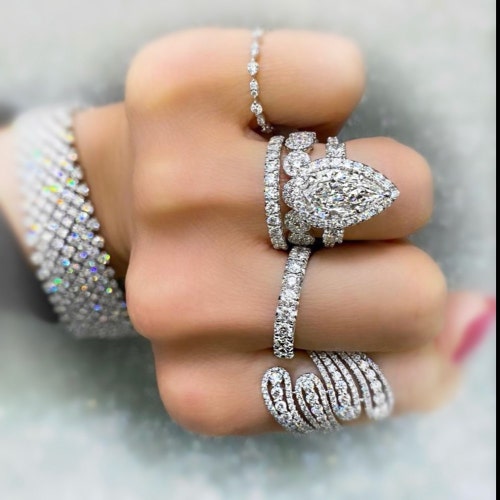 7 カラットのアールデコ風ヴィンテージ スタイル プラチナ リング