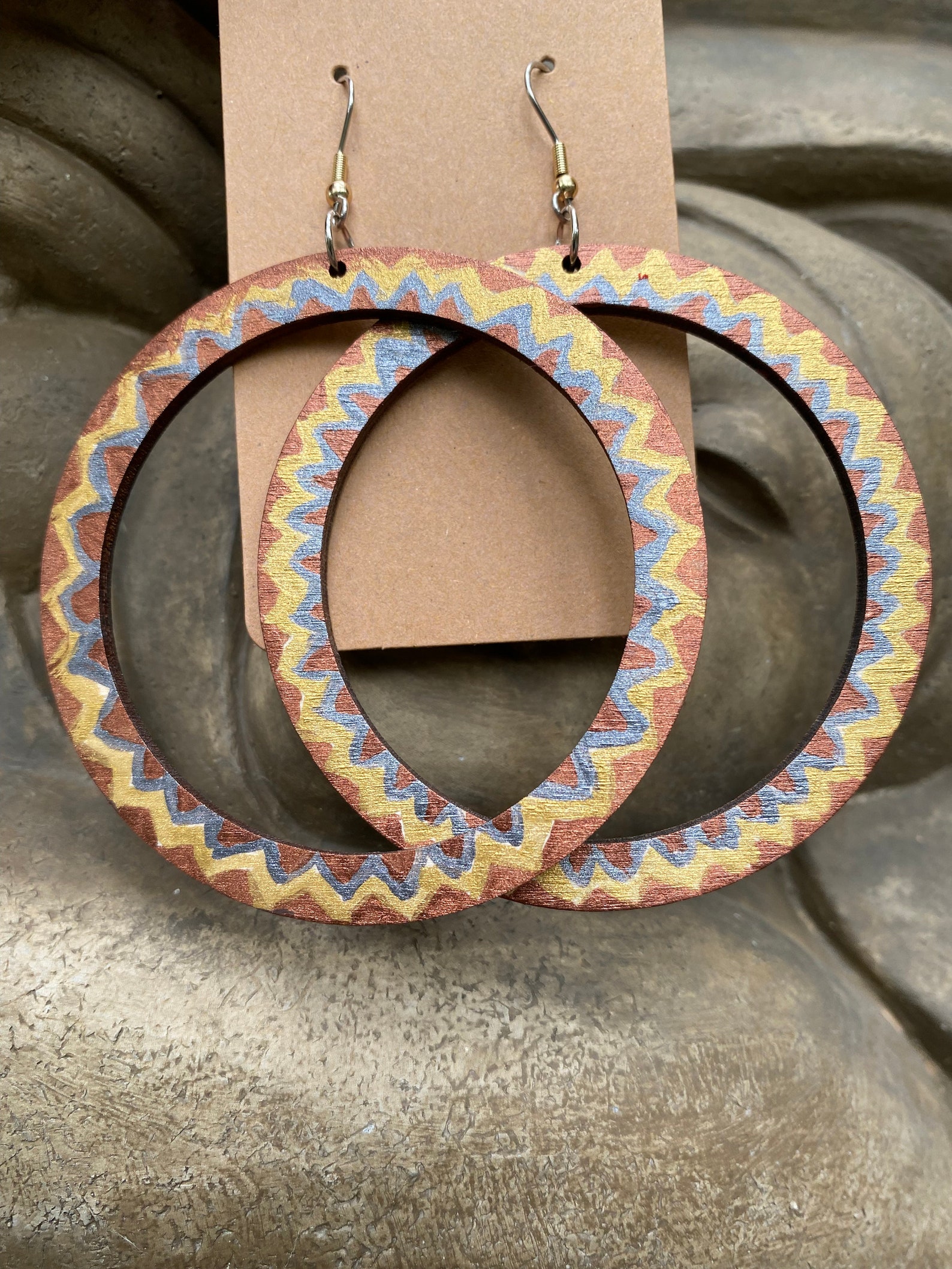 Large wood hoops lightweight and hand painted using metallic Etsy