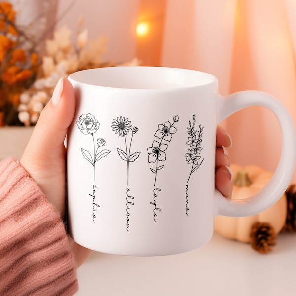 Custom Mom Mug, Plant Mom Mug, Mother's Day Gift, Plant Lover Gift, Custom Birth Month Birth Flower Mug, Mothers Day Mug, Plant Mom Mug