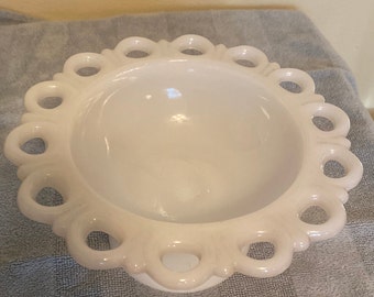 Open Lace Milk Glass Bowls or Footed Bowls Relishes Nuts Dips Centerpieces Rose Bowls Chocolates YOUR CHOICE of Pieces