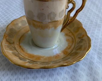 Vintage Richard Made in Japan Tea Cup and Saucer Lusterware Gold Rare