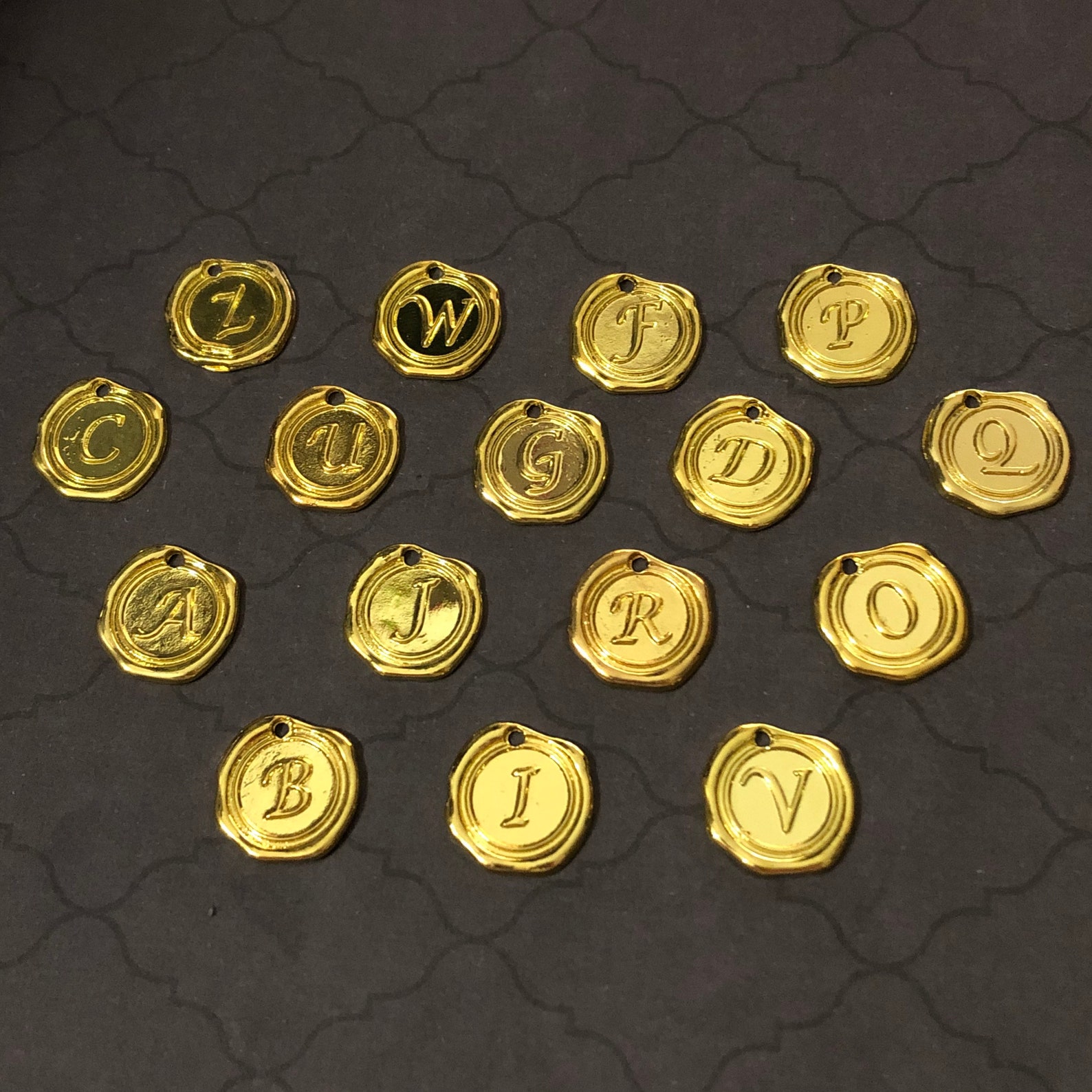 Gold stamp letter necklace Etsy